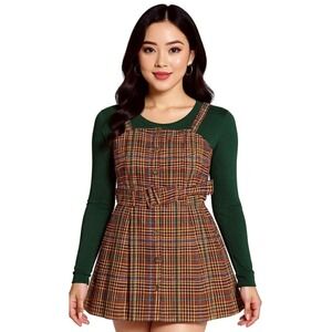 American Eagle Women's Bib Overall Mini Dress Button‎ Up Jumper Size XS Y2K 90s